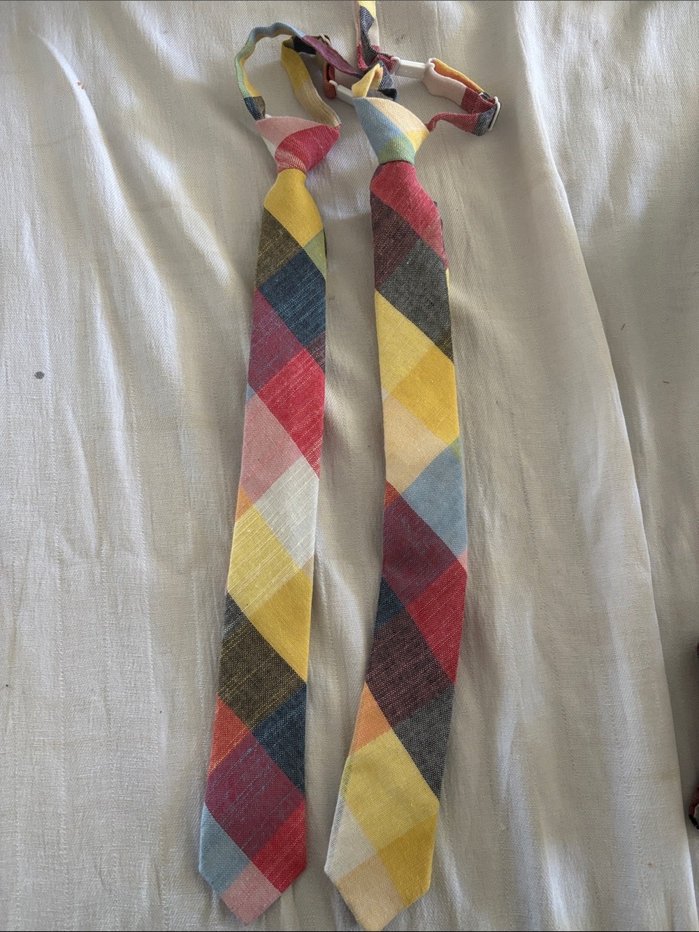Colorful madras plaid Cotton Necktie Pair boon ties size 9-13
